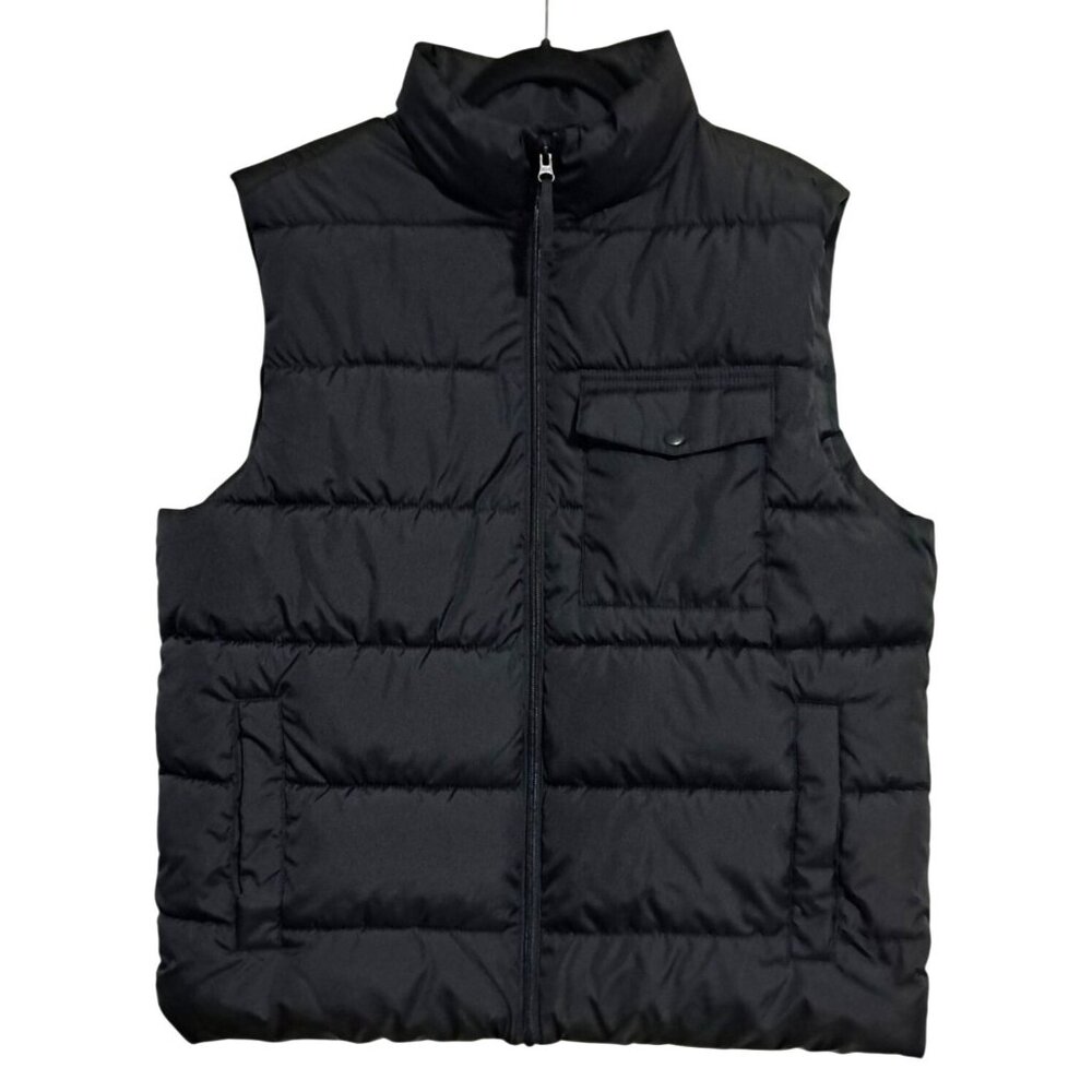 NWT Old Navy Quilted Black Puffer Vest L Warm Front Pocket Full Zip